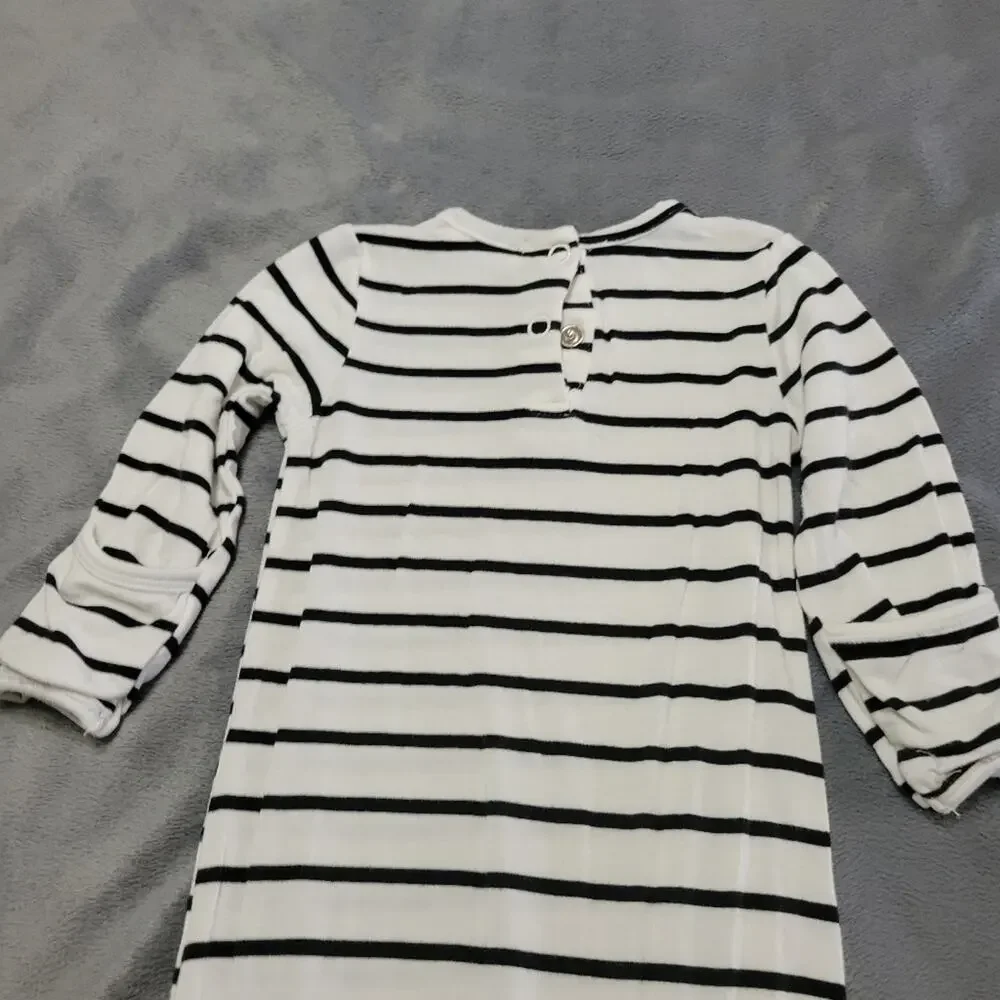 Angel Dear Knotted Gown Baby Boy Girl 0-3 Months Black White Stripe Bamboo Blend